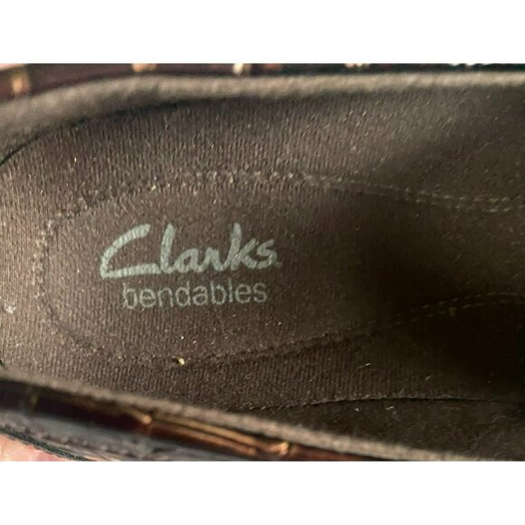 Clarks Bendables Womens 7W 7 Wide Brown Croc Embossed Slip-On Loafers - Picture 5 of 5